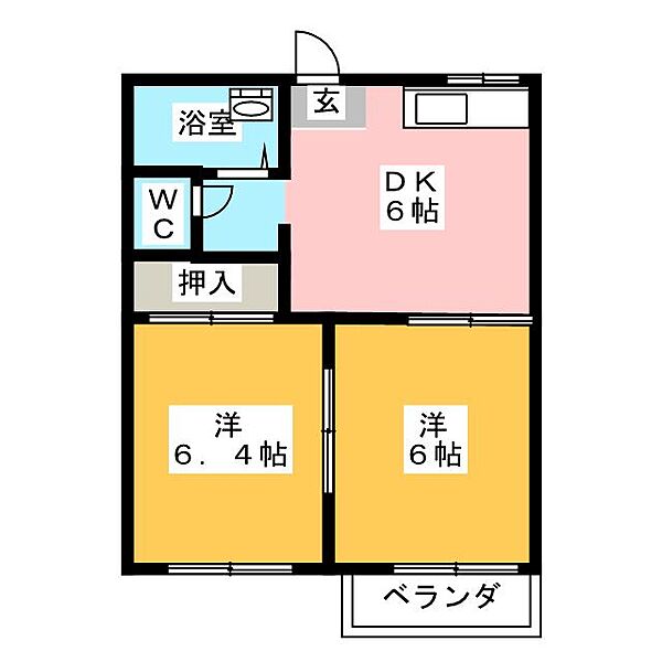 メゾンミツムロＤ ｜静岡県富士宮市小泉(賃貸アパート2DK・2階・39.04㎡)の写真 その2