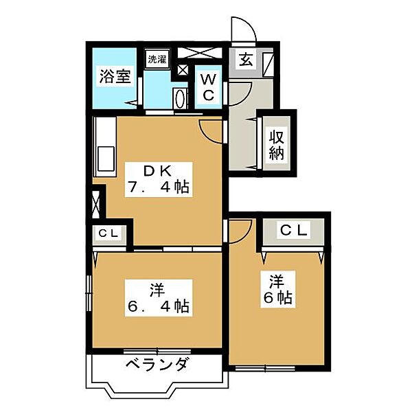 ガーデンハウス月代B ｜静岡県富士宮市小泉(賃貸アパート2DK・1階・46.17㎡)の写真 その2