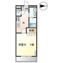 ボナールB棟 1Kの間取図画像