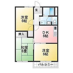 舞々木ハイツB 3DKの間取図画像