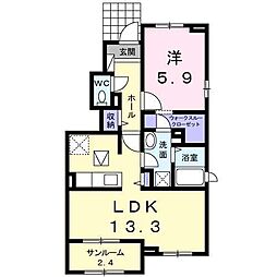 サニーレジデンスB 1LDKの間取図画像