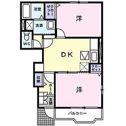 プロムナードB 2DKの間取図画像