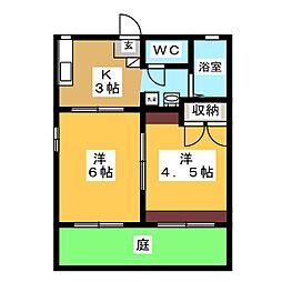 宝田ハイツ2 2Kの間取図画像