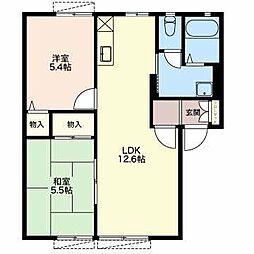 コーポ大富士D 2LDKの間取図画像