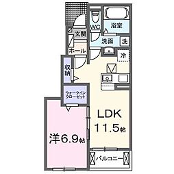 アルカディア・ジン 1LDKの間取図画像