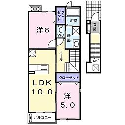 リバーサイドA 2LDKの間取図画像