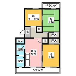 クリエートハイム笹原 3DKの間取図画像
