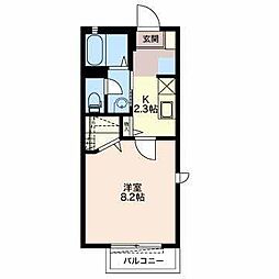 クレストヒルズ2 1Kの間取図画像