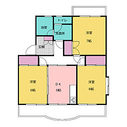 プティトリアノン 3DKの間取図画像