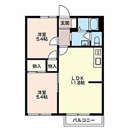 ルミエール黒田B 2LDKの間取図画像