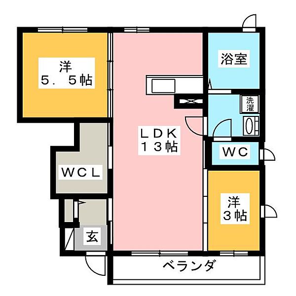 ファミーユＷ　A ｜静岡県焼津市小土(賃貸アパート2LDK・1階・50.38㎡)の写真 その2