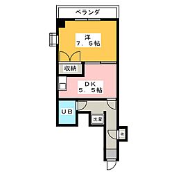 クリオ焼津壱番館 1DKの間取図画像