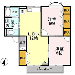 プルミエールB 2LDKの間取図画像