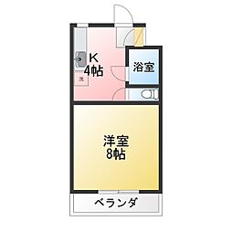 サンセール 1Kの間取図画像