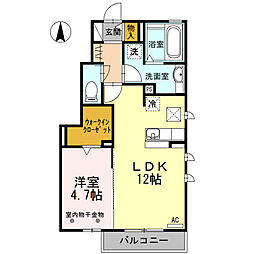 プランドールH 1LDKの間取図画像