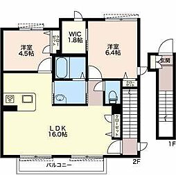 プルメリアB 2LDKの間取図画像