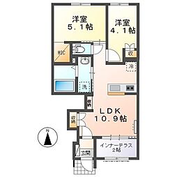 焼津市石津4丁目アパート 2LDKの間取図画像