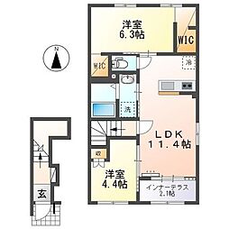 焼津市石津4丁目アパート 2LDKの間取図画像