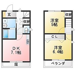 T-style 2DKの間取図画像