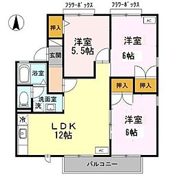 ハイツせみじまA 3LDKの間取図画像