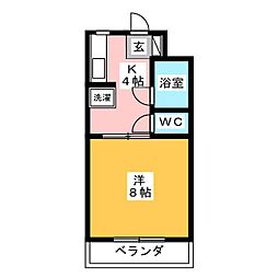 サンセール 1Kの間取図画像