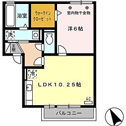 カーサフォレスト 1LDKの間取図画像