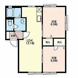 中根マンションC 2LDKの間取図画像