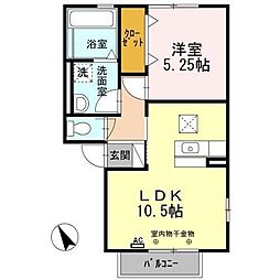 シャンポワールB 1LDKの間取図画像