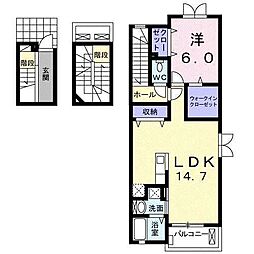 シンフォニア1 1LDKの間取図画像