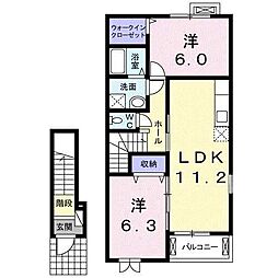 エアリエルK 2LDKの間取図画像