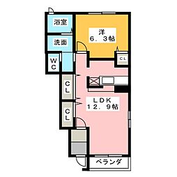 フィオーレ 1LDKの間取図画像