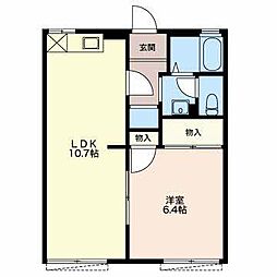 コーポ・ナカノB 1LDKの間取図画像