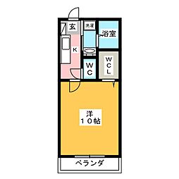 甲賀病院たくじじょにんにん 1Kの間取図画像