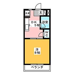 パール2 1DKの間取図画像