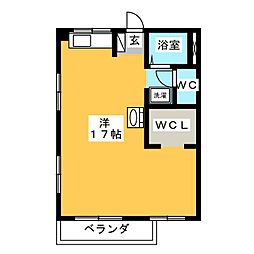 伊東ハイツ1 ワンルームの間取図画像