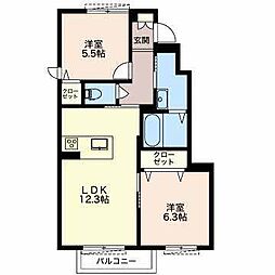 エクラシエ 2LDKの間取図画像