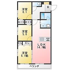 ユーポワール 3LDKの間取図画像