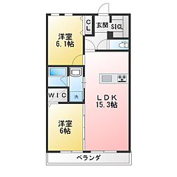 ユーポワール 2LDKの間取図画像
