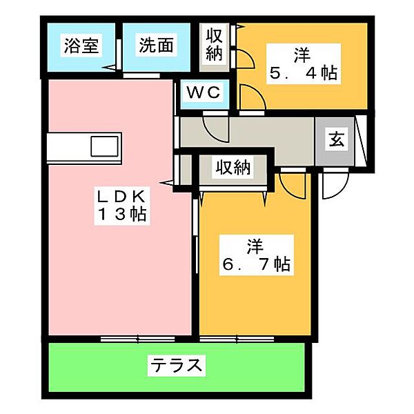 クレメント　A ｜静岡県磐田市豊島(賃貸アパート2LDK・1階・58.60㎡)の写真 その2