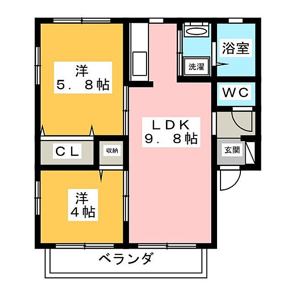 エントピア　B ｜静岡県磐田市城之崎４丁目(賃貸アパート2LDK・2階・47.67㎡)の写真 その2