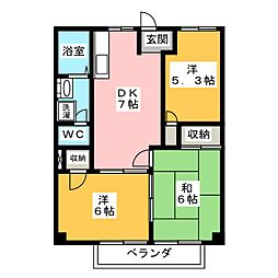 メゾン雅 3DKの間取図画像