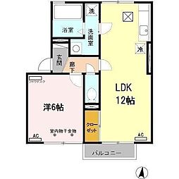 セジュール元宮 1LDKの間取図画像