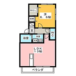 サニーコートB 1SLDKの間取図画像