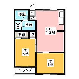 マンション浅名 2LDKの間取図画像