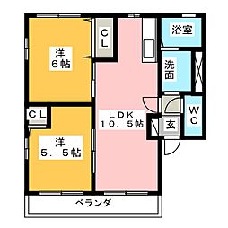 サンプレースB 2LDKの間取図画像