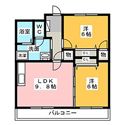 VPマンション3 2LDKの間取図画像