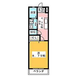 リベルテ上大之郷 1Kの間取図画像
