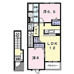 サニースクエア2 2LDKの間取図画像