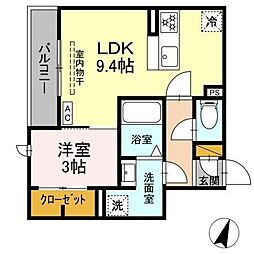 D-Hills二之宮 1LDKの間取図画像