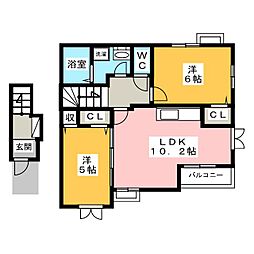 ドミール,センC 2LDKの間取図画像